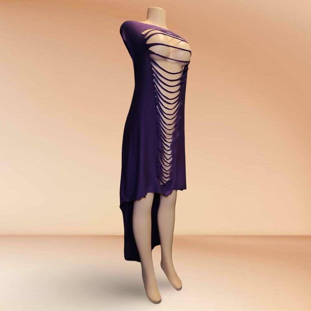 Ups & Downs Purple Cut-Out Asymmetric Maxi Dress 3X Boat Neck Knit SC3112X